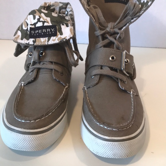 Sperry Army Green & Camouflaged Hi-Top Sneakers 6 - Picture 4 of 6